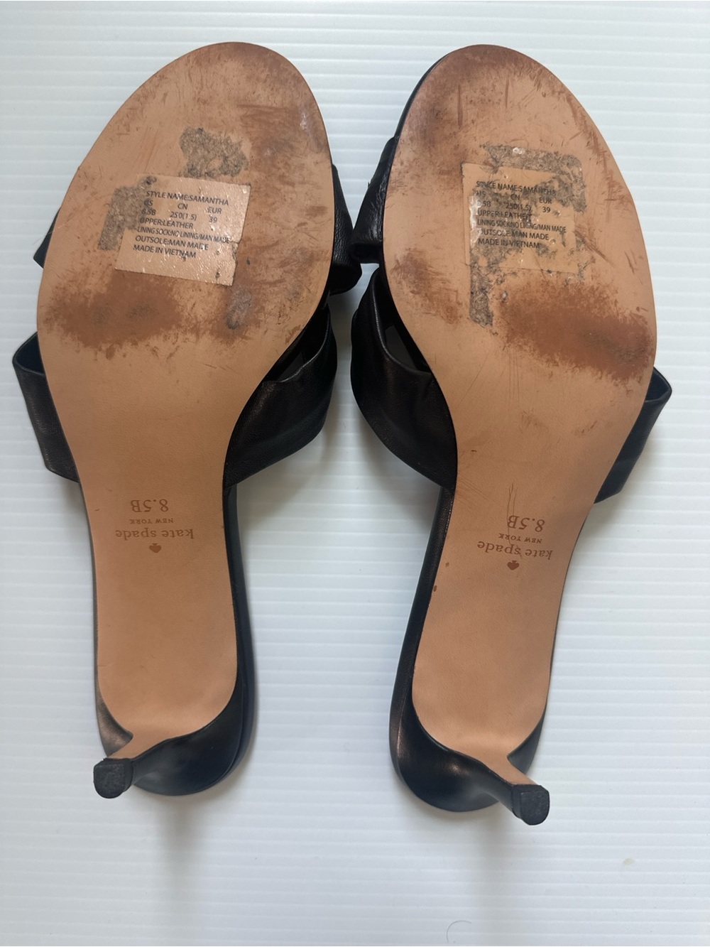 kate spade Black Leather Open-Toe Heeled Sandals